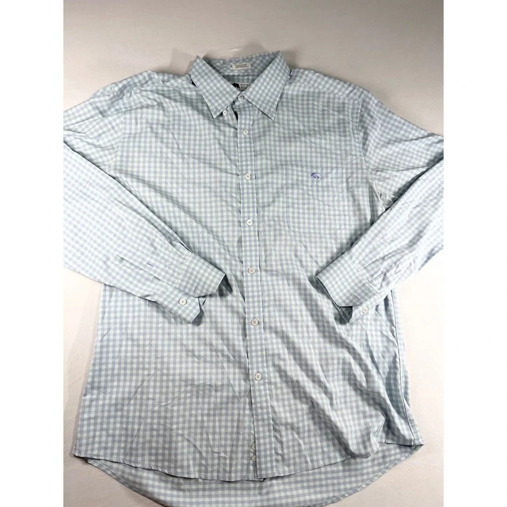 Onward Reserve Mens XL Tailored Fit Gingham Performance Shirt Green Purple Check